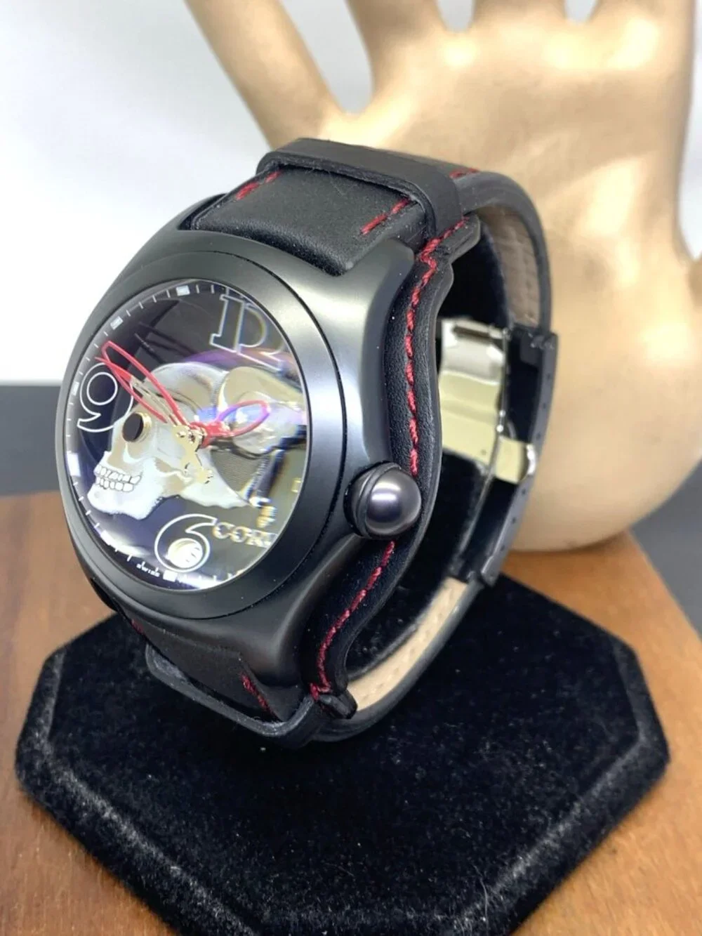 Corum Men's Watch Bubble Night Flyer 082.150.45 Swiss Automatic Black Leather